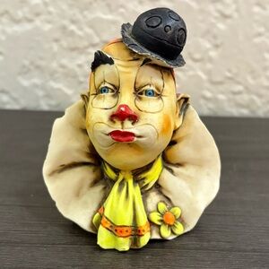 Vintage D. Esposito Clown Sculpture Bust 1982 Italy